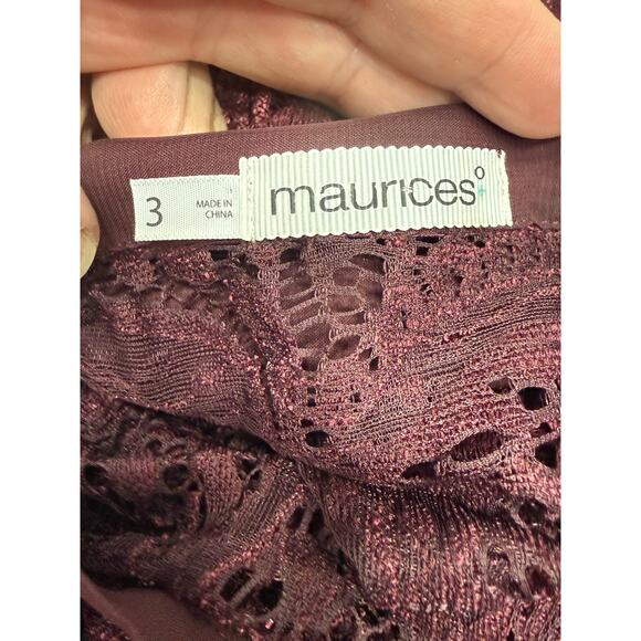 Maurice’s Lace Overlay Blouse Top sz 3X Maroon # H850 - Picture 6 of 6
